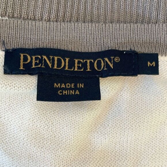 Pendleton Cardigan Sweater White W/ Gray Trim lightweight soft material sz M - Picture 6 of 9